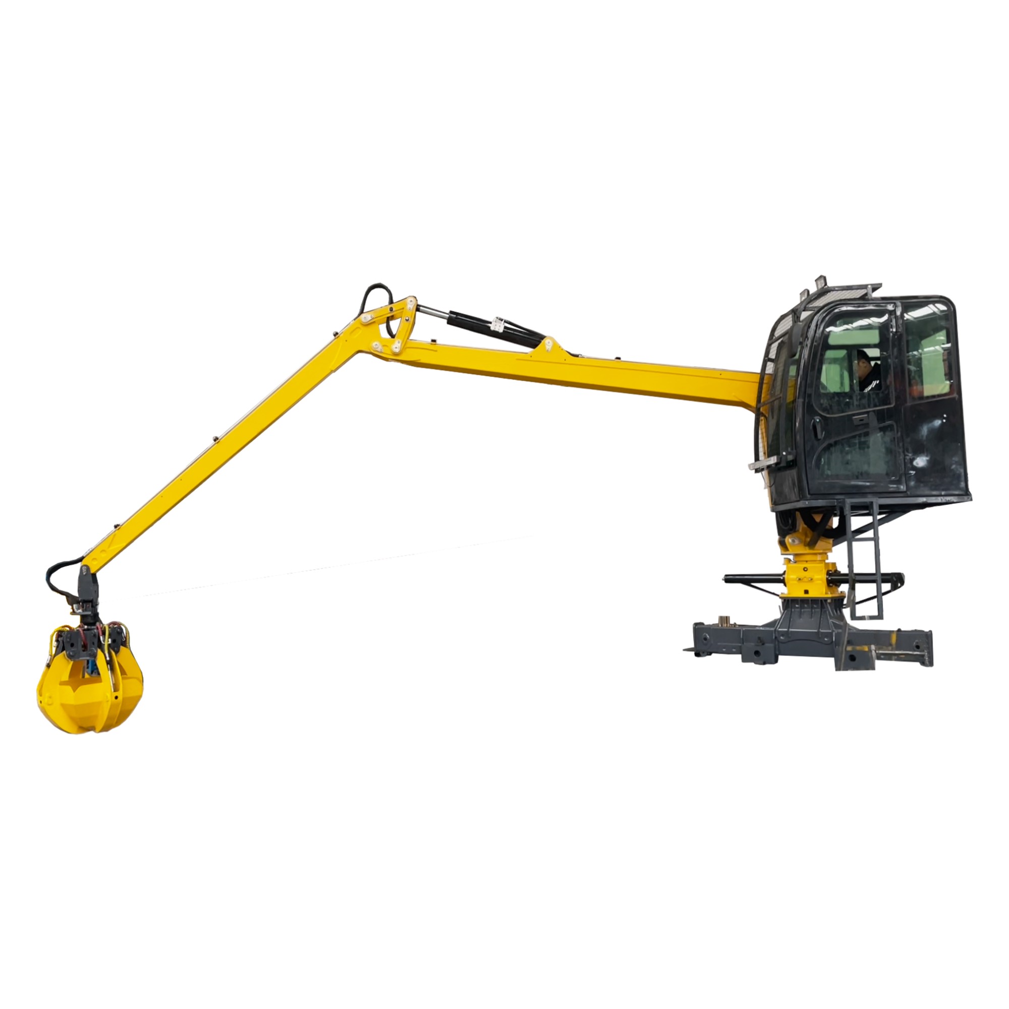 7m fixed boom grab crane, 650kg lifting capacity customized for Brazil equipped with 4-petal grapple. 7m fixed boom grab crane, 650kg lifting capacity customized for Brazil equipped with 4-petal grapple.